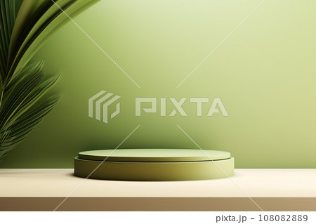 Podium Product Display Presentation with Sandstone and Plants 108082889