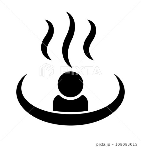 温泉に入っている人のシルエットアイコン。ベクター。 108083015