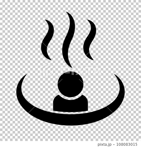 温泉に入っている人のシルエットアイコン。ベクター。 108083015