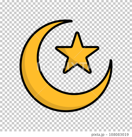 星と三日月のデザイン鍔 イスラム教・三日月と星 アイコンのイラスト素材 [108083019] - PIXTA