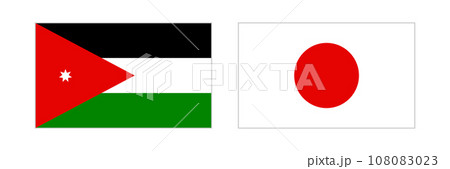 ヨルダン国旗と日本国旗のアイコンセット。ベクター。 108083023