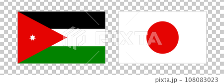 約旦國旗和日本國旗圖標集。向量。 108083023