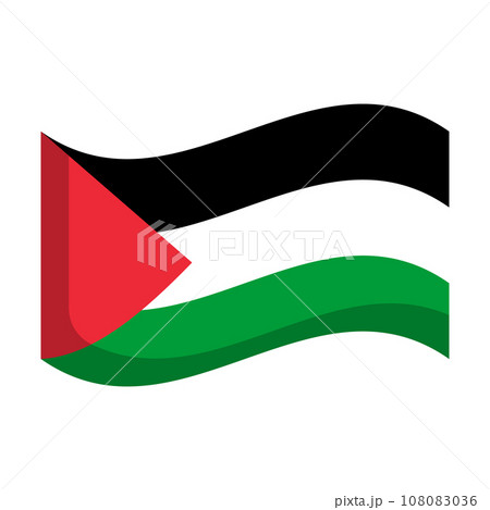 なびくパレスチナの国旗のアイコン。ベクター。 なびくパレスチナの国旗のアイコン。ベクター。 108083036