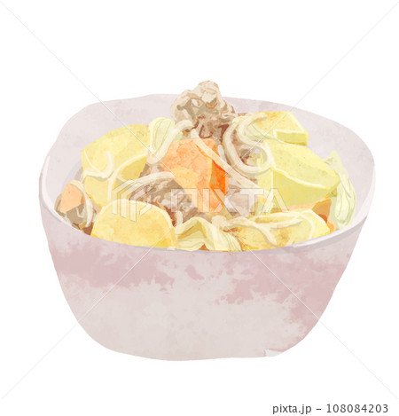 肉じゃがの水彩風ベクターイラスト 肉じゃがの水彩風ベクターイラスト 108084203