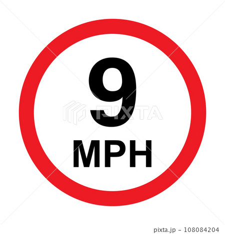9 MPH road traffic sign icon vector for graphic design, logo, website, social media, mobile app, UI illustration 9 MPH road traffic sign icon vector for graphic design, logo, website, social media, mobile app, UI illustration 108084204