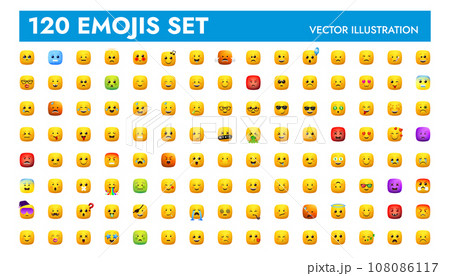 Big yellow square emoji set vector illustration...ใฎใคใฉในใ็ด ๆ [108086117 ...