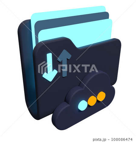 3D rendering illustration of folder icon with paper document. Simple paper folder icon. Folder 3d render icon. 3D render illustration 108086474