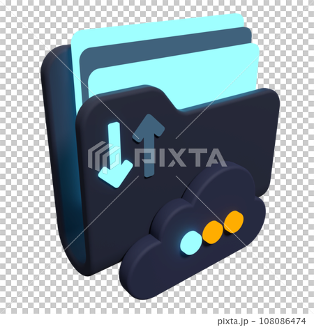 3D rendering illustration of folder icon with paper document. Simple paper folder icon. Folder 3d render icon. 3D render illustration 108086474