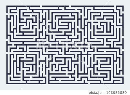 Rectangle maze. Labyrinth with square paths and complicated riddles, maze game with lost direction and way out. Vector illustration Rectangle maze. Labyrinth with square paths and complicated riddles, maze game with lost direction and way out. Vector illustration 108086880