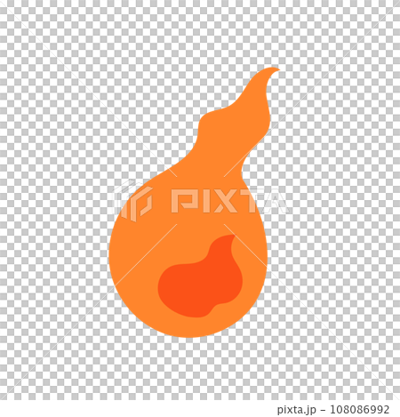シンプルな火の玉のイラスト　素材　赤 108086992