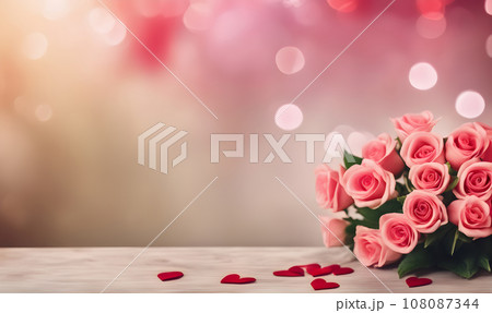 Valentine's Day love with hearts and roses 108087344