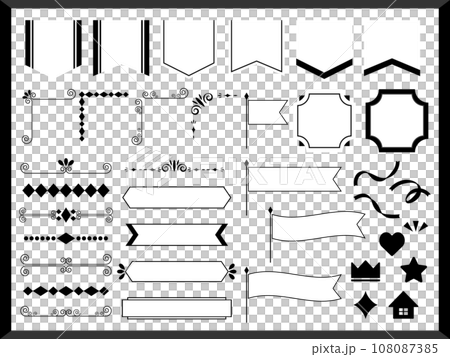 Luxury ornament and frame set black & white Luxury ornament and frame set black & white 108087385