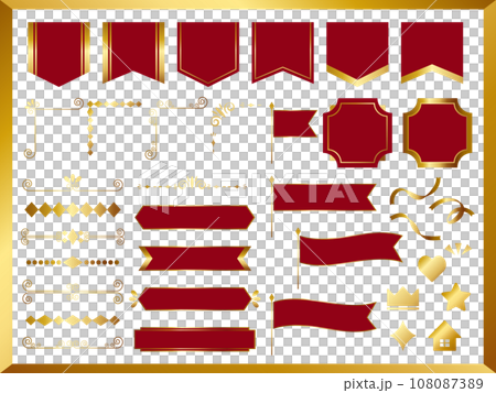Luxury ornament and frame set red and gold Luxury ornament and frame set red and gold 108087389