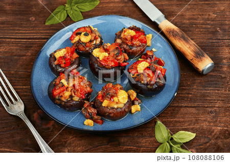 Plate with stuffed mushrooms 108088106