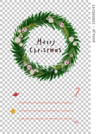 Christmas wreath Christmas card Simple and stylish illustration Handwritten touch 108088243