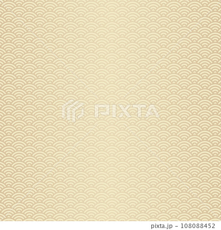 和風バナー背景　金色の青海波模様　正方形　ゴールド 108088452