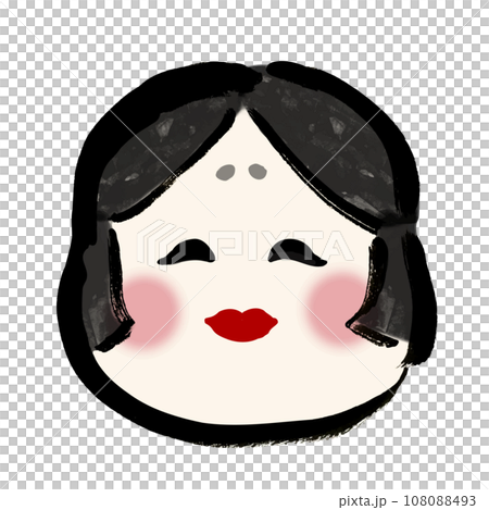 【節分素材】和風の筆描きのおたふくの顔 108088493