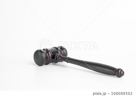 wooden judge gavel isolated on white background for judgment and justice concept. 108088502