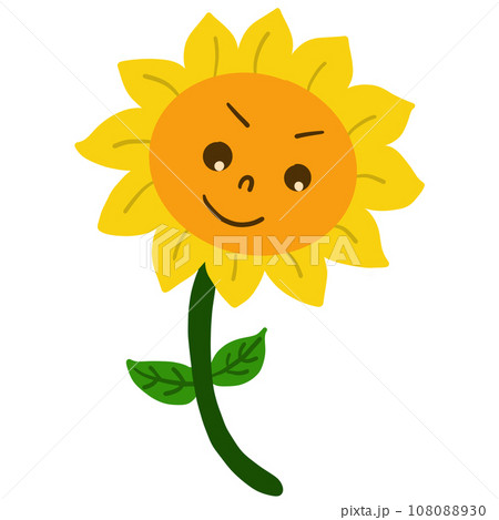 A cartoon drawing of a bright yellow sunflower. 108088930