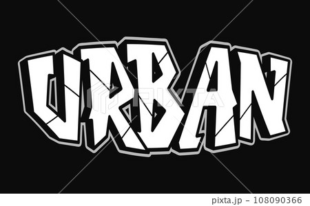 Urban - single word, letters graffiti style. Vector hand drawn logo. Funny cool trippy word Urban, fashion, graffiti style print t-shirt, poster concept 108090366
