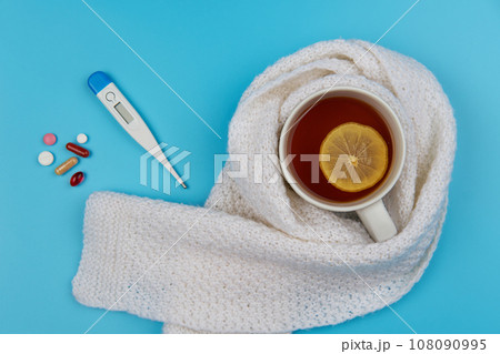 Minimalistic composition with medical concept. Healthcare and seasonal diseases. 108090995