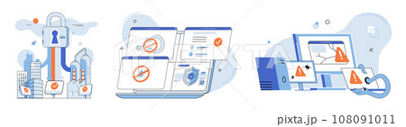 Malware spyware virus. Vector illustration. Errors in software clead to system vulnerabilities and infections Malicious software poses significant threat to online security Infected systems cspread 108091011