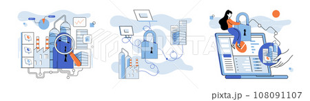 Malware spyware virus. Vector illustration. Spam emails often contain malware and phishing attempts Online safety relies on robust security systems and user awareness Fraudulent activities require Malware spyware virus. Vector illustration. Spam emails often contain malware and phishing attempts Online safety relies on robust security systems and user awareness Fraudulent activities require 108091107