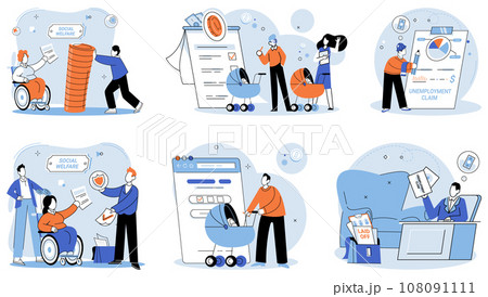 Care allowance. Vector illustration. Insurance coverage protects against financial risks and uncertainties Welfare programs aim to provide support and assistance to vulnerable individuals Timely 108091111