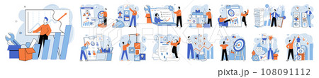Business development. Vector illustration. Men and women excel in diverse business roles and leadership positions Inclusive groups leverage diverse perspectives for success Finance experts predict 108091112
