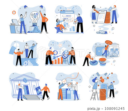 Working together. Vector illustration. Socializing and building friendships at work improve collaboration and teamwork Interactive communication channels facilitate effective collaboration 108091245