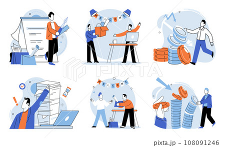 Falling economy. Vector illustration. A falling economy is like sinking ship, where banking sector faces turbulent waters The falling economy metaphor illustrates challenges and difficulties 108091246