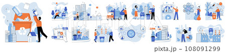 Clean city. Vector illustration. It is like giving new life to materials, diverting them from landfills and reducingneed for extraction of new resources It reflects collective commitment 108091299