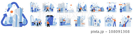 Clean city. Vector illustration. Social and environmental goals are intertwined in clean city It recognizes healthy environment is crucial forwell-being and quality of life of its residents 108091308