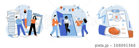 Falling economy. Vector illustration. Governments and policymakers implement measures to mitigate impact falling economy The falling economy metaphor highlights need for resilience and innovation 108091368