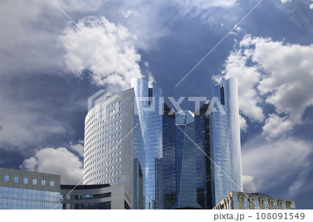 Skyscrapers La Defense (against the background of sky with clouds), commercial and business center of Paris, France 108091549