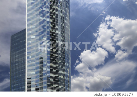 Skyscrapers La Defense (against the background of sky with clouds), commercial and business center of Paris, France 108091577