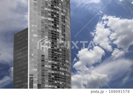 Skyscrapers La Defense (against the background of sky with clouds), commercial and business center of Paris, France 108091578