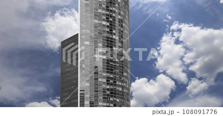 Skyscrapers La Defense (against the background of sky with clouds), commercial and business center of Paris, France 108091776