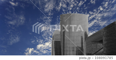 Skyscrapers La Defense (against the background of sky with clouds), commercial and business center of Paris, France Skyscrapers La Defense (against the background of sky with clouds), commercial and business center of Paris, France 108091785