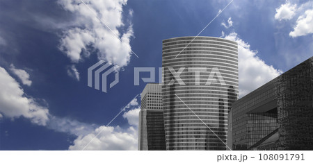 Skyscrapers La Defense (against the background of sky with clouds), commercial and business center of Paris, France Skyscrapers La Defense (against the background of sky with clouds), commercial and business center of Paris, France 108091791