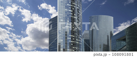 Skyscrapers La Defense (against the background of sky with clouds), commercial and business center of Paris, France 108091801