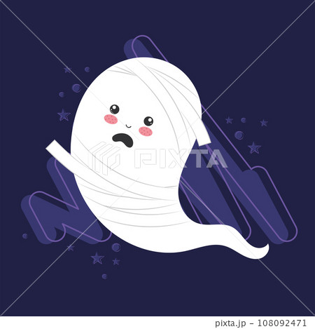 Isolated halloween ghost with a mummy costume Vector Isolated halloween ghost with a mummy costume Vector 108092471