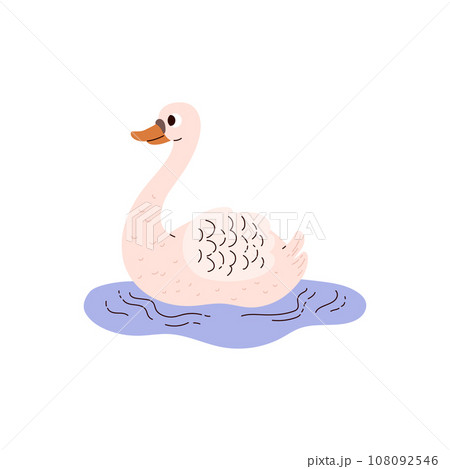 White goose floating on water. 108092546