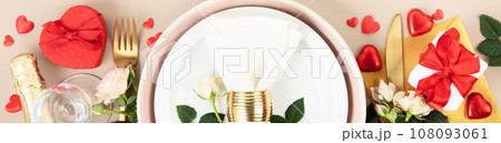 Beautiful romantic table setting top view 108093061