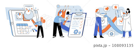 Performance indicator. Vector illustration. Performance indicators serve as guide for evaluating success Analyzing data helps in measuring performance against objectives Measuring progress is crucial 108093135