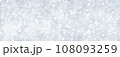 Panorama of decorative Christmas background with bokeh lights and snowflakes. 108093259