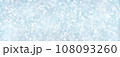 Panorama of decorative Christmas background with bokeh lights and snowflakes. 108093260