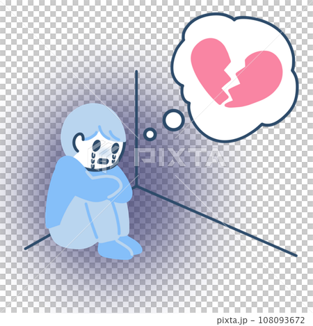 Illustration of a lonely person sitting in the corner of a room Illustration of a lonely person sitting in the corner of a room 108093672