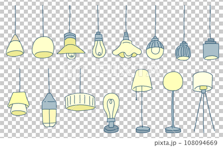 色々な照明の手描きイラストセット 色々な照明の手描きイラストセット 108094669
