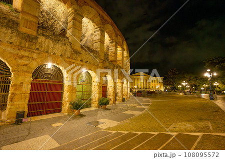night landscape of the amphitheater in Verona night landscape of the amphitheater in Verona 108095572